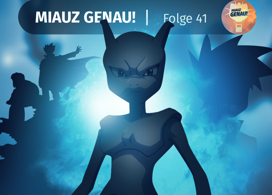 Pokémon Origins deutsches Review, Besprechung, Mewtu steht in Azura City Höhle vor dem gleißenden Lichtstrahl von Mega Glurak X
