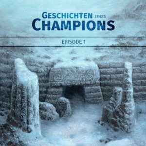 Ölgemälde der Sinjoh-Ruinen aus der Pokémon-Welt – Cover von ‚Geschichten eines Champions – Episode 1‘. Das Bild zeigt eine verschneite, antike Tempelanlage mit geheimnisvollen Symbolen, inspiriert von der Pokémon-Mythologie aus den Regionen Johto und Sinnoh. Mystische Atmosphäre und historische Anspielungen auf Arceus und die Ursprünge der Pokémon-Welt. Ideal für Fans von Pokémon-Lore und epischen Abenteuern.