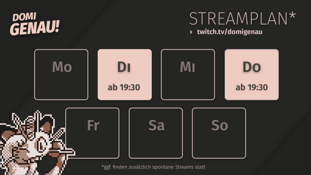 Domi vom Miauz Genau Podcast streamt nun regelmäßig live auf Twitch Dienstag und Donnerstag